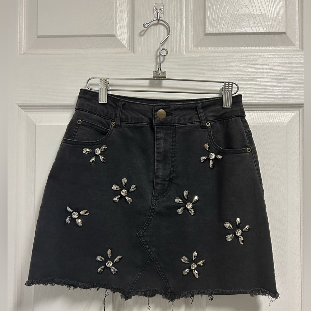 Black denim Jean mini skirt